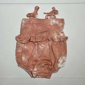 Larkspur Baby Girls Coral Tie-Dye Smocked Bubble Romper Size 6-12M